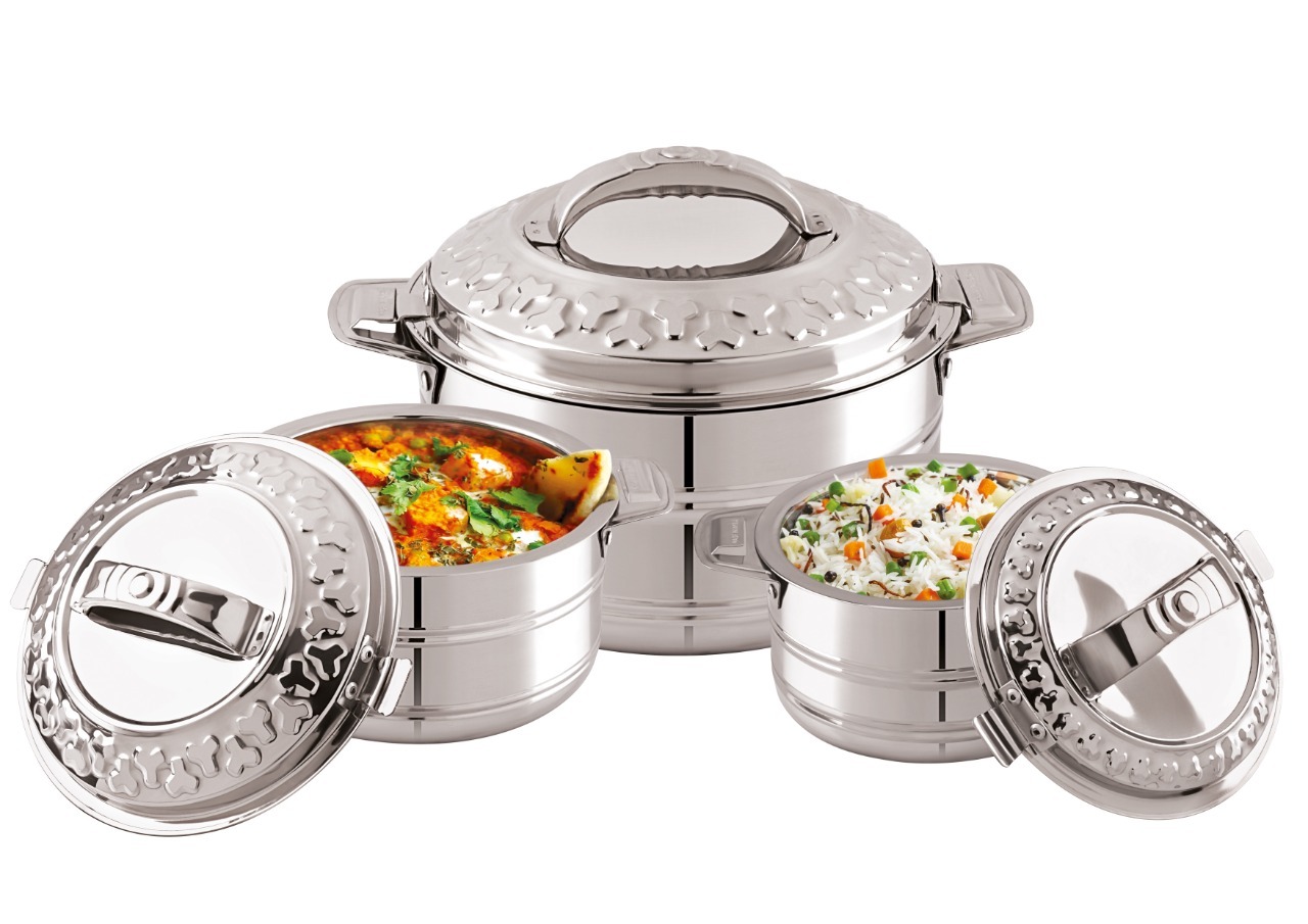 Futura Double Walled Stainless Steel Casserole - 1000ml To 8000ml Sizes, Leak-proof Lid With Integrated Side-handles For Easy Carrying And Heat Retention