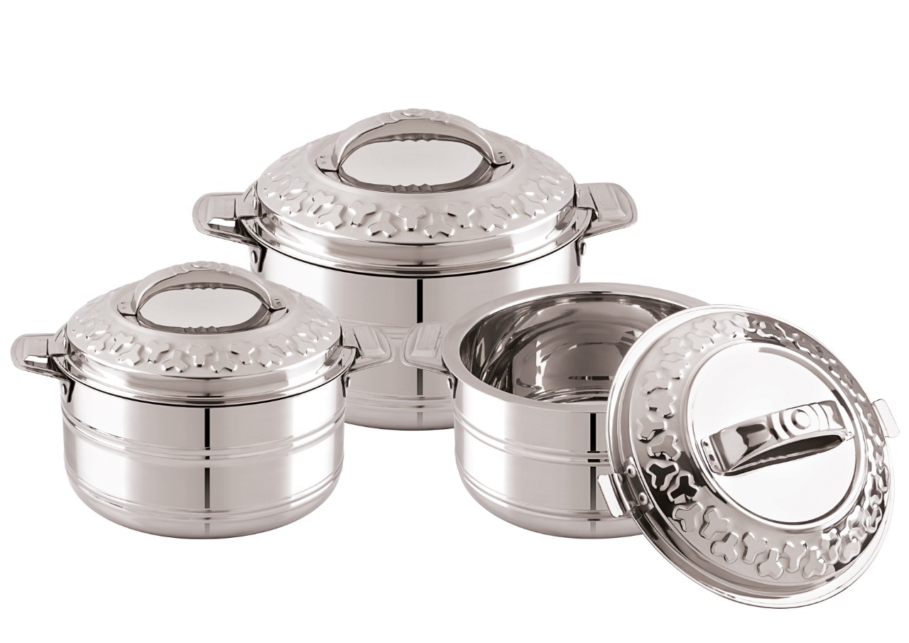 Futura Double Walled Stainless Steel Casserole - 1000ml To 8000ml Sizes, Leak-proof Lid With Integrated Side-handles For Easy Carrying And Heat Retention