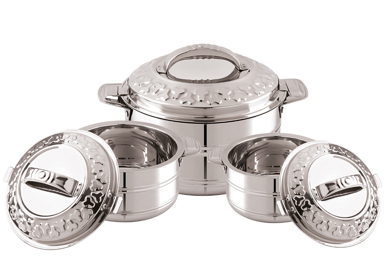 Futura Double Walled Stainless Steel Casserole - 1000ml To 8000ml Sizes, Leak-proof Lid With Integrated Side-handles For Easy Carrying And Heat Retention