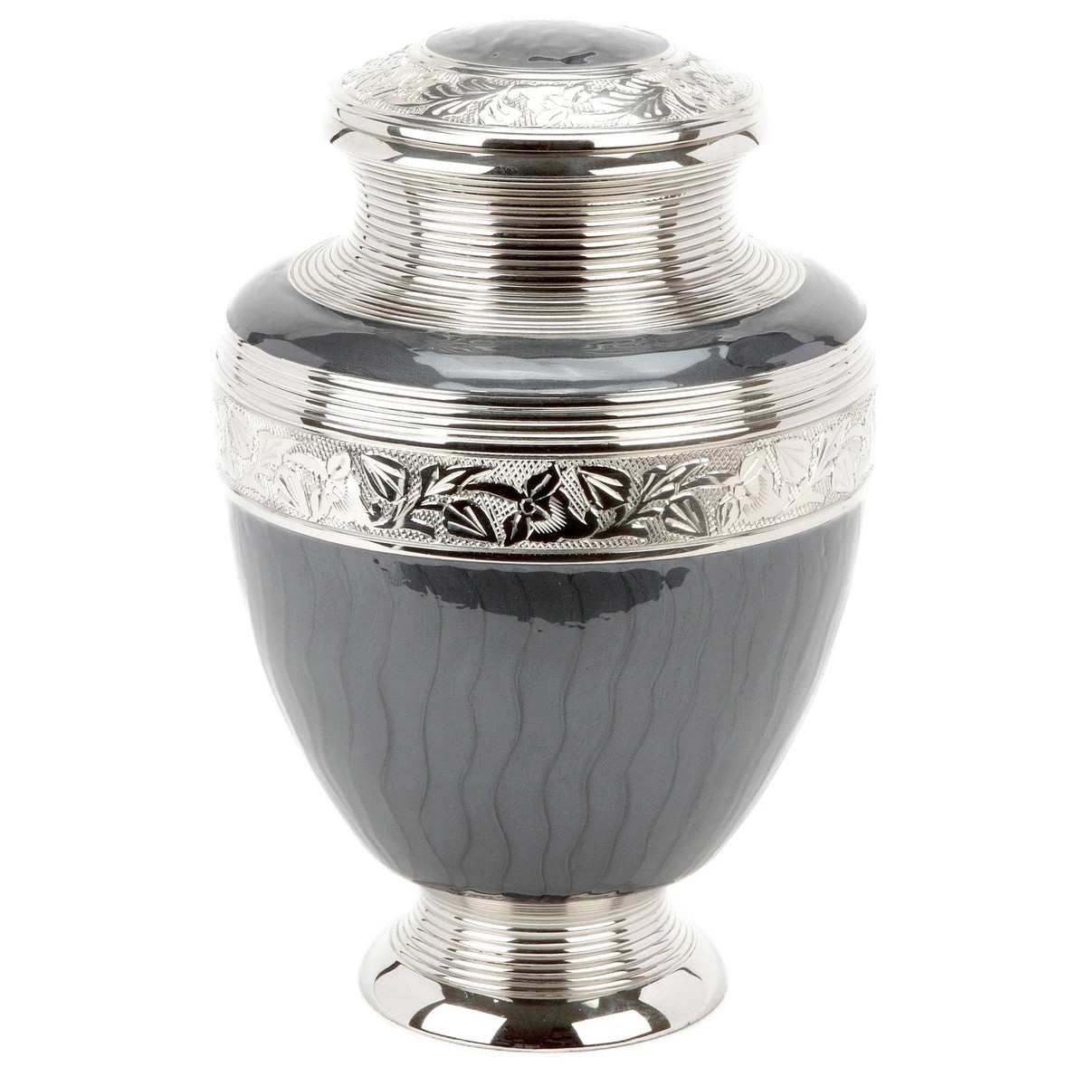 Iron Engraved Cremation Urn With Golden Cross Funeral Supplies