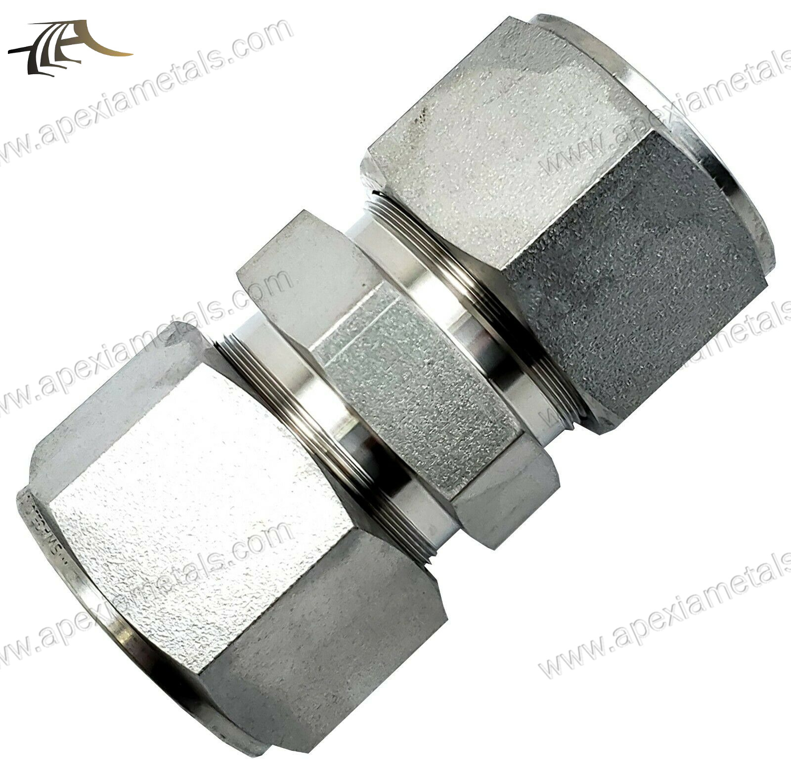 Stainless Steel Tube Union - Ss304/ss316/carbon Steel, Tube Od Sizes From 1/16 To 2 Inches, Round Female Connection, Double Ferrule Type