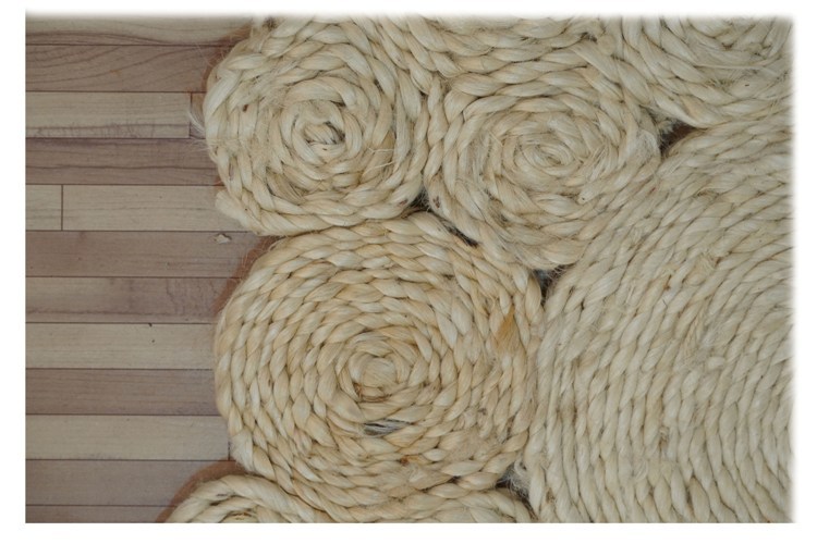 Hand Woven Jute Braided Round Carpet - 100% Jute, 6-8mm Pile Height, Beige Color | Hand Woven, Water Proof, Sound Proof, Ideal For Home & Commercial Use