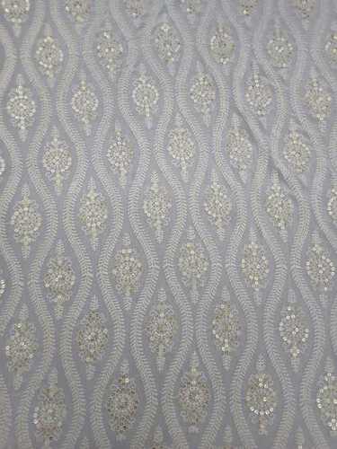 Embroidery Viscose Georgette Fabric - 44 Inch, Available in Various Colors | Exceptionally Soft, Light Weight, Embellished with Dyable Thread and Gold Sequins
