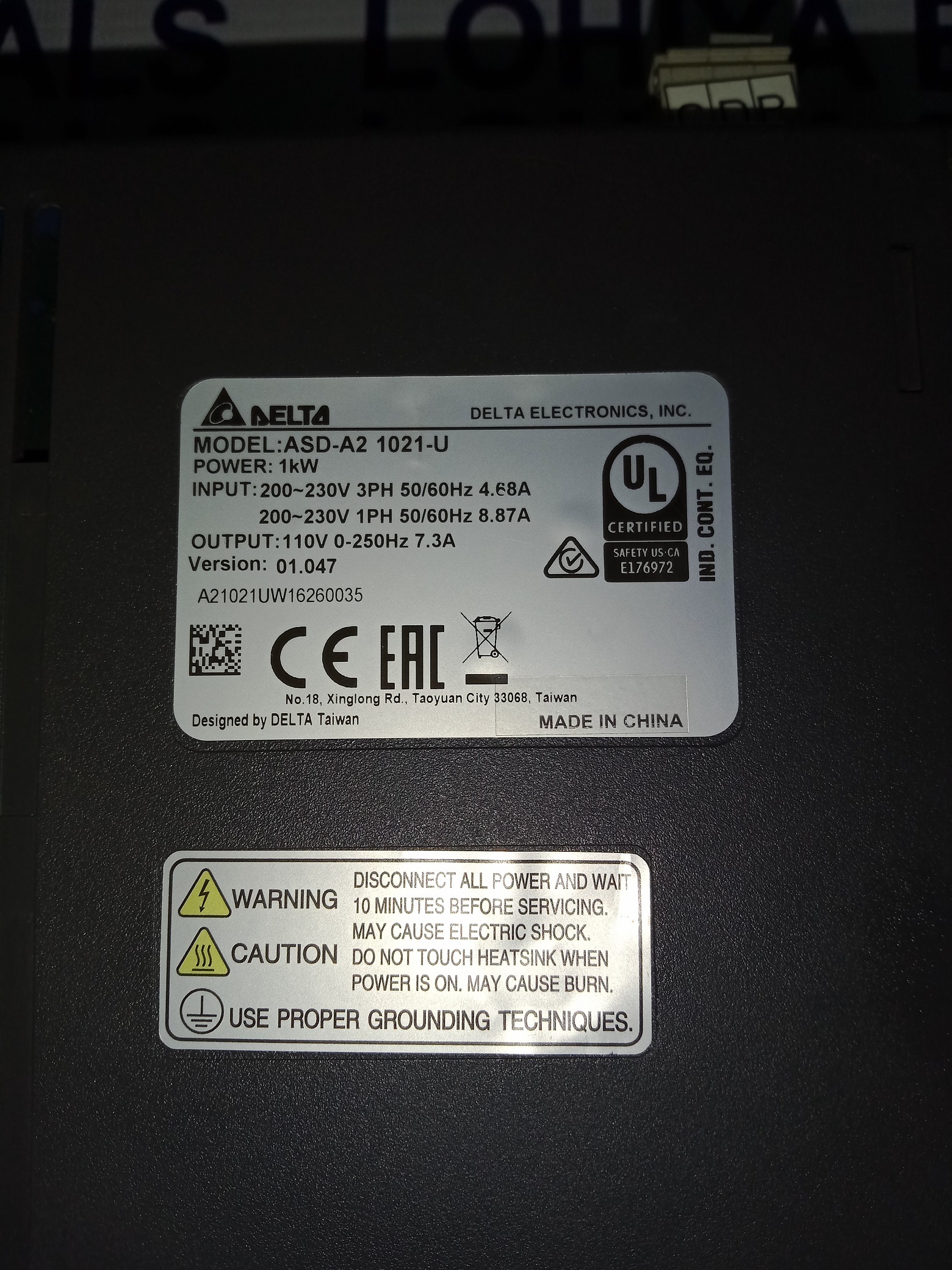 Delta Servo Drive Asd-a2-1021-u