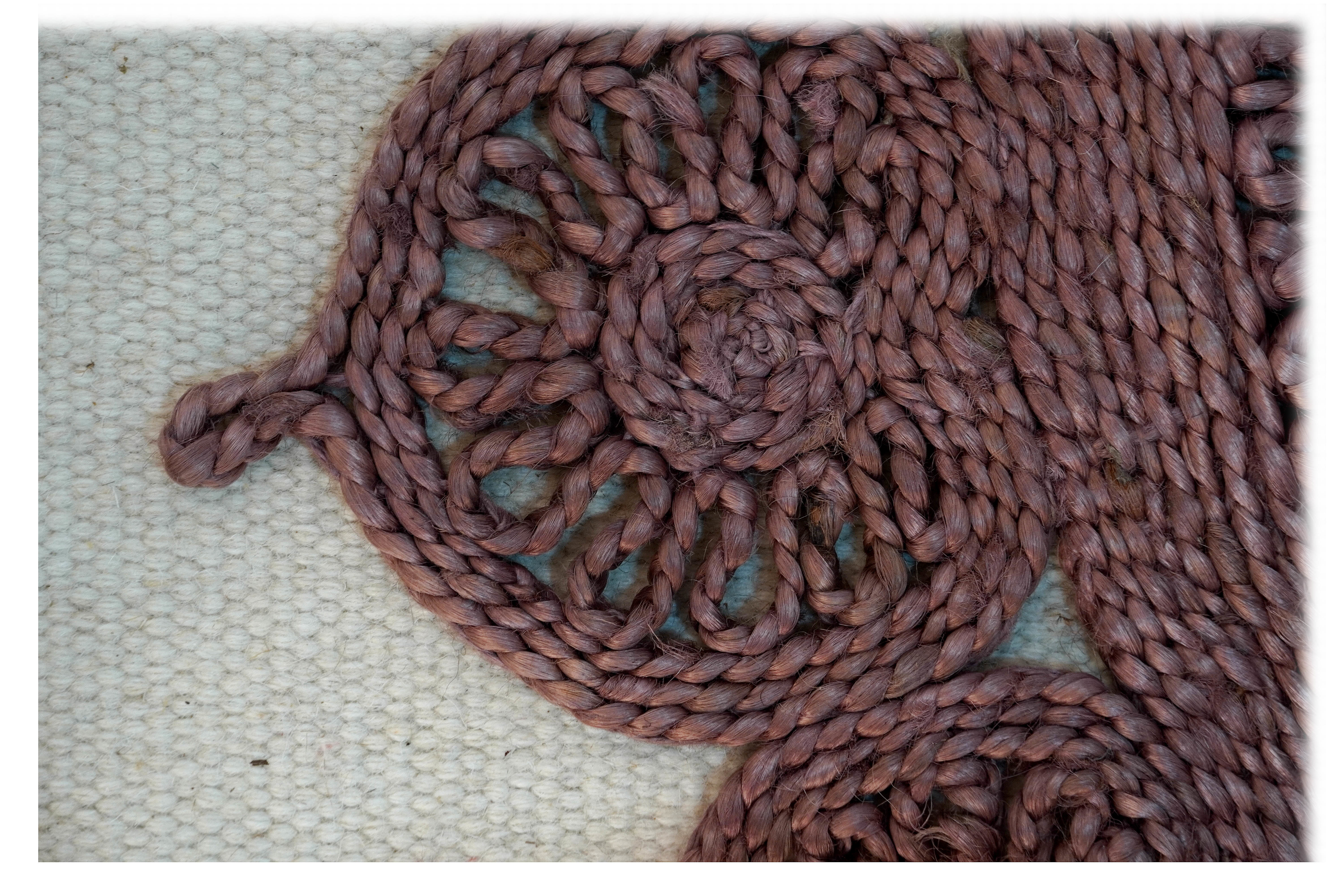Hand Woven Jute Braided Round Carpet - 100% Jute, Round Shape, Purple Color, 6-8 Pile Height, Anti-slip, Waterproof, Dry Clean Only, Oriental Design