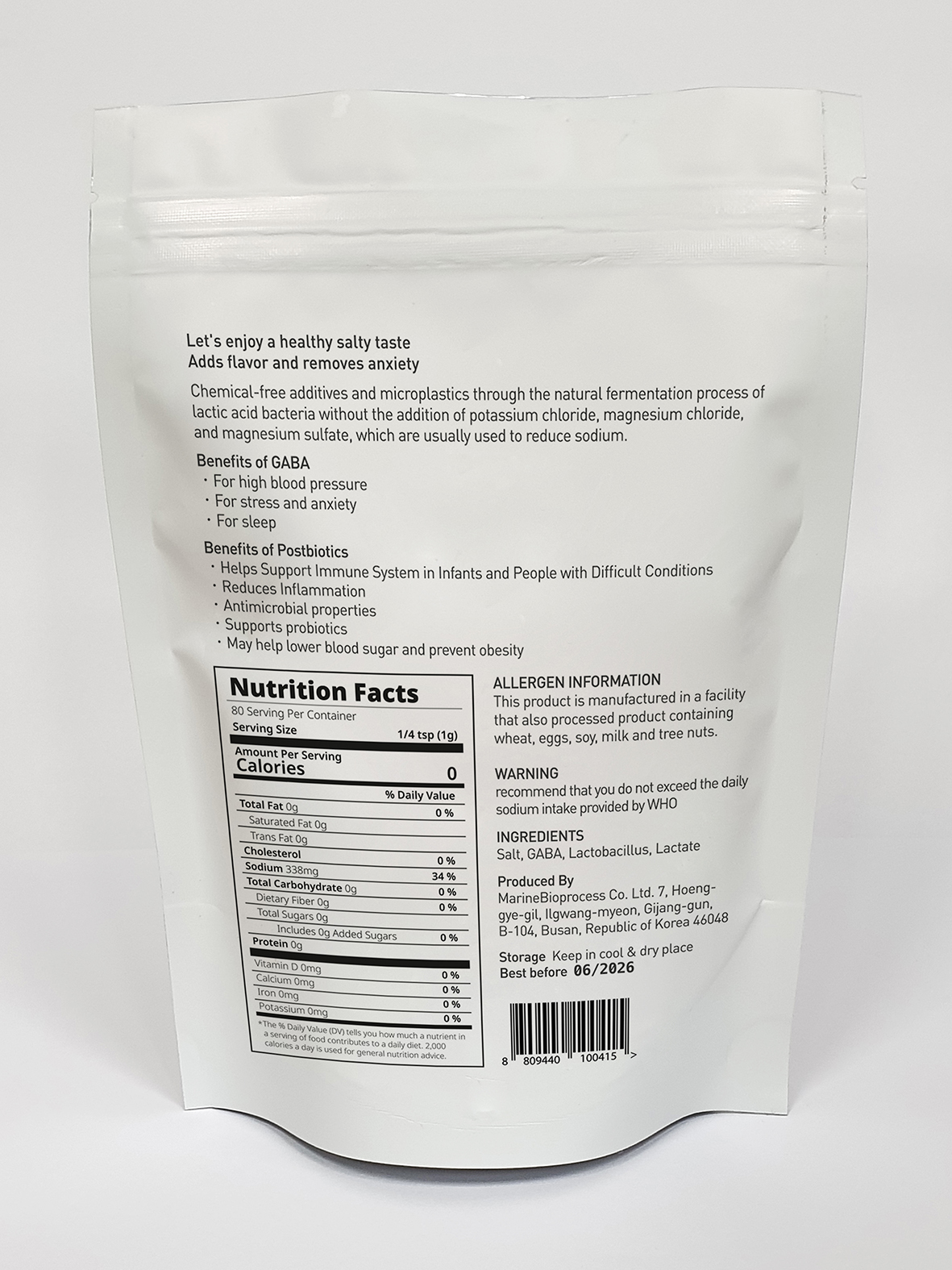 Lacto Gaba Salt With Pro-postbiotics (Postbiotics Salt Blood Pressure Improvement)