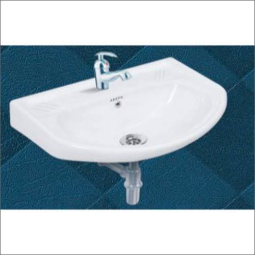 White Ceramic Wash Basin - Wall Mounted, Glossy Finish | Elegant White Design, Durable Ceramic Material