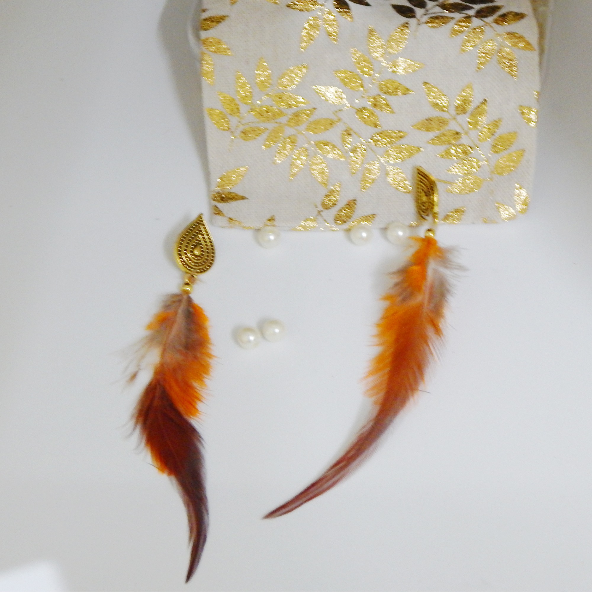 Metal Beads With Feather Dangle Earrings Gender: Children