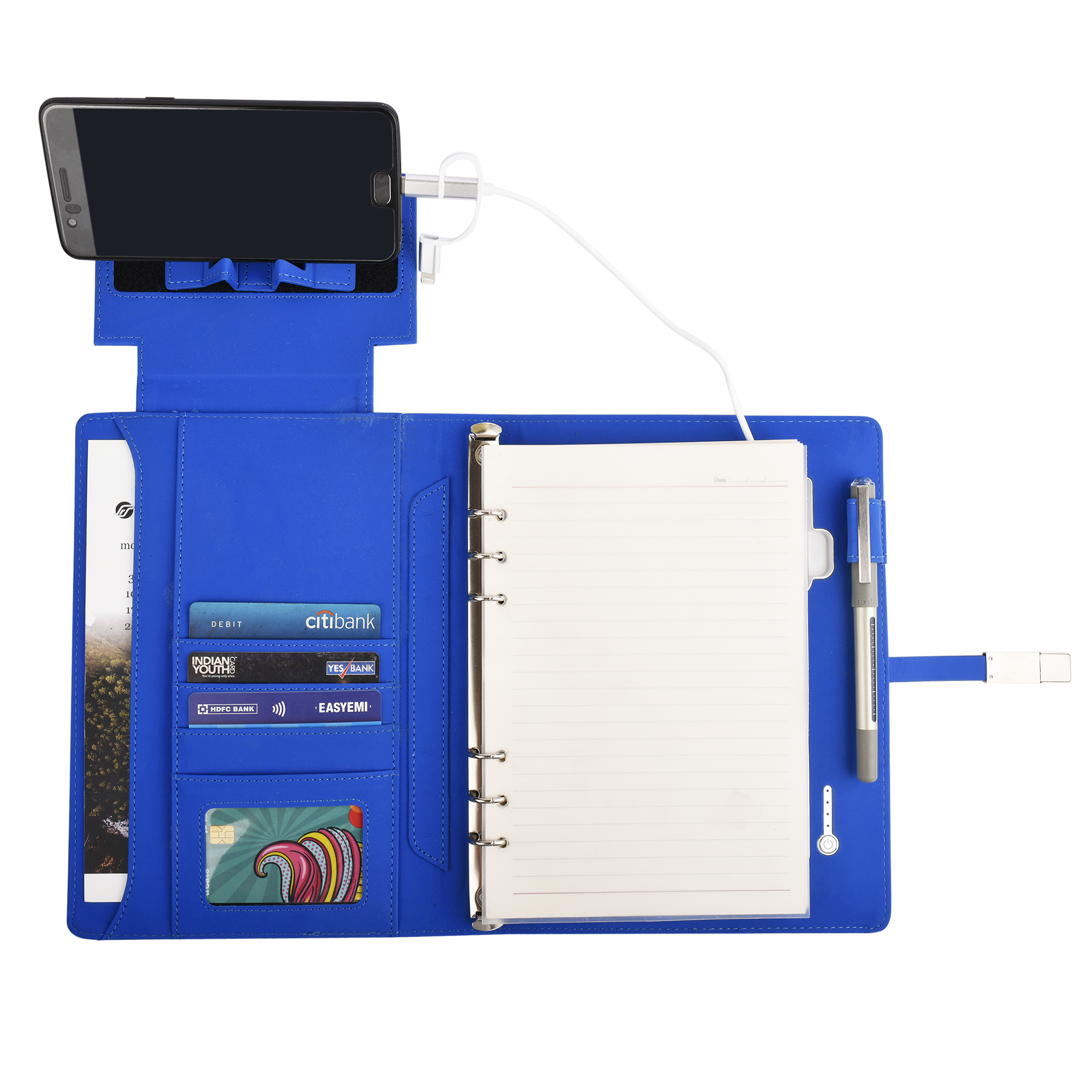 Folder With 8000 Mah Power Bank And Phone Stand