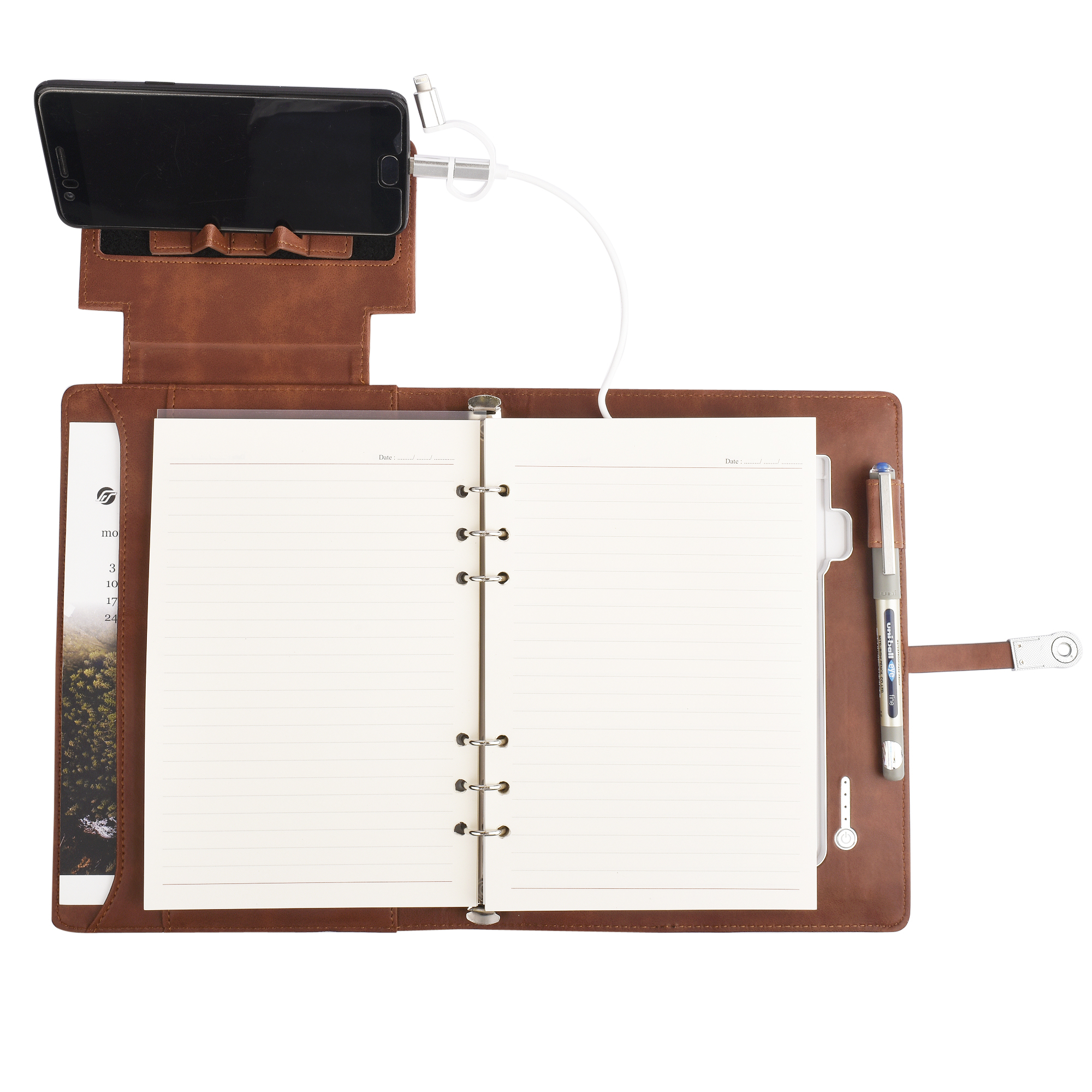 Folder With 8000 Mah Power Bank And Phone Stand And Wireless Charger