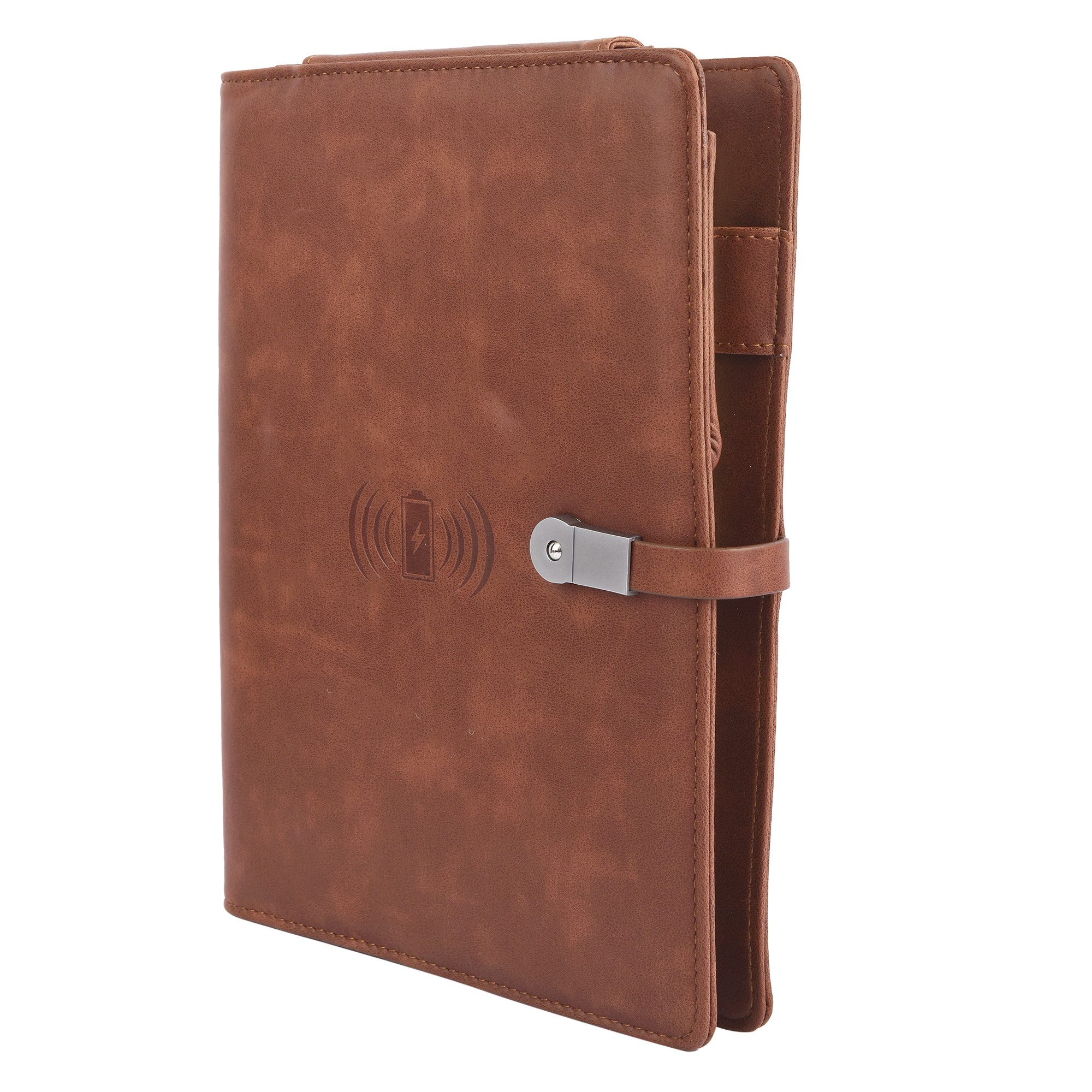 Folder With 8000 Mah Power Bank And Phone Stand And Wireless Charger