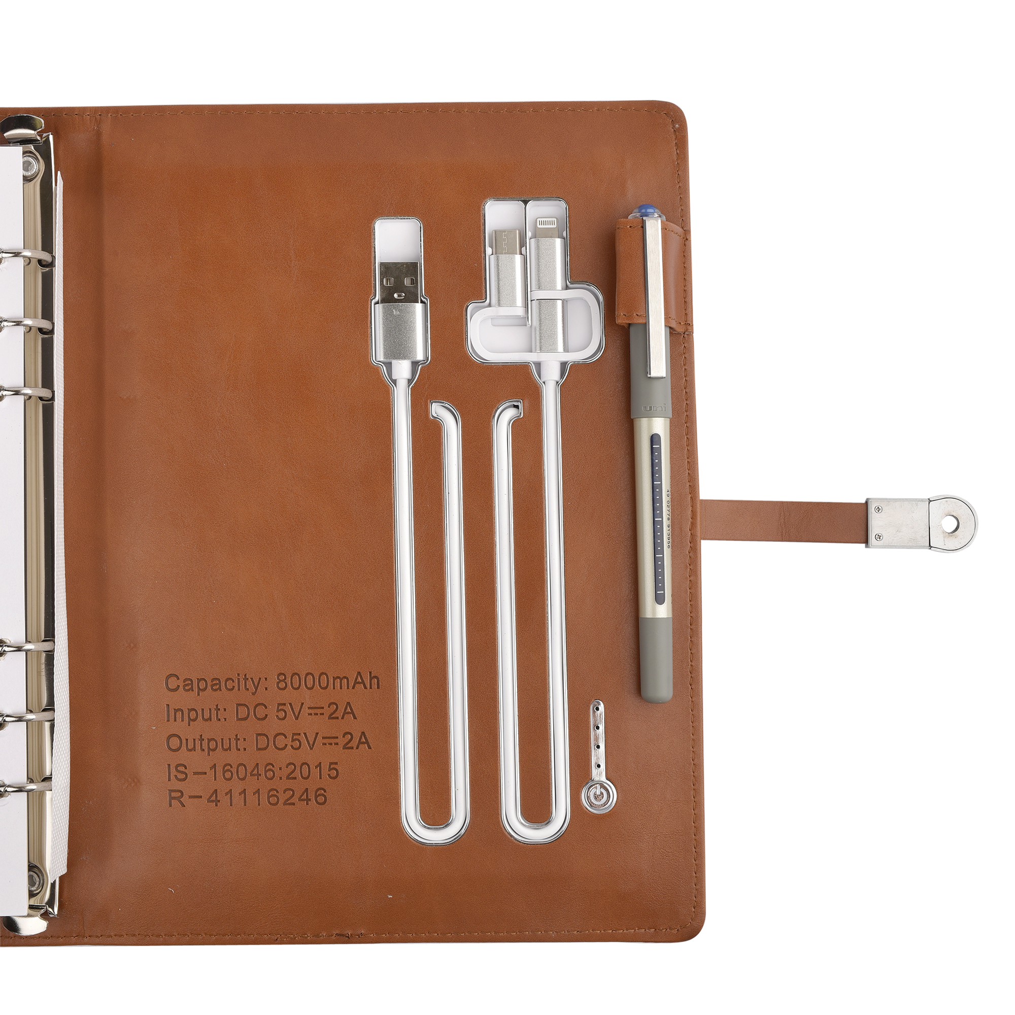 Folder With 8000 Mah Power Bank And Phone Stand 16 Gb Usb And Wireless Charger