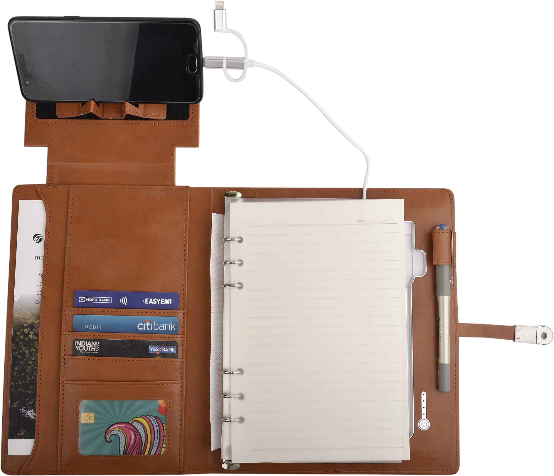 Folder With 8000 Mah Power Bank And Phone Stand 16 Gb Usb And Wireless Charger