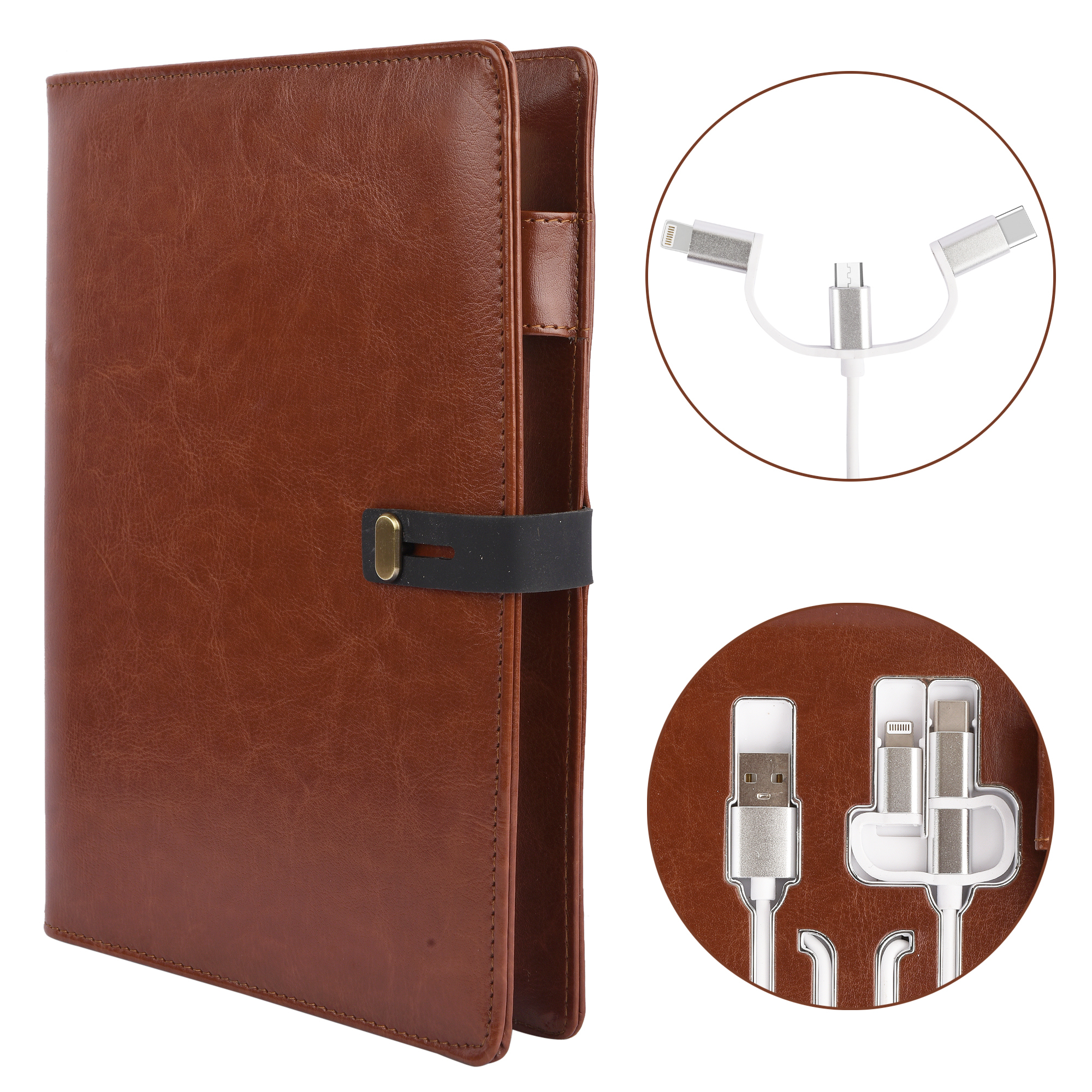 Folder With 8000 Mah Power Bank And Phone Stand