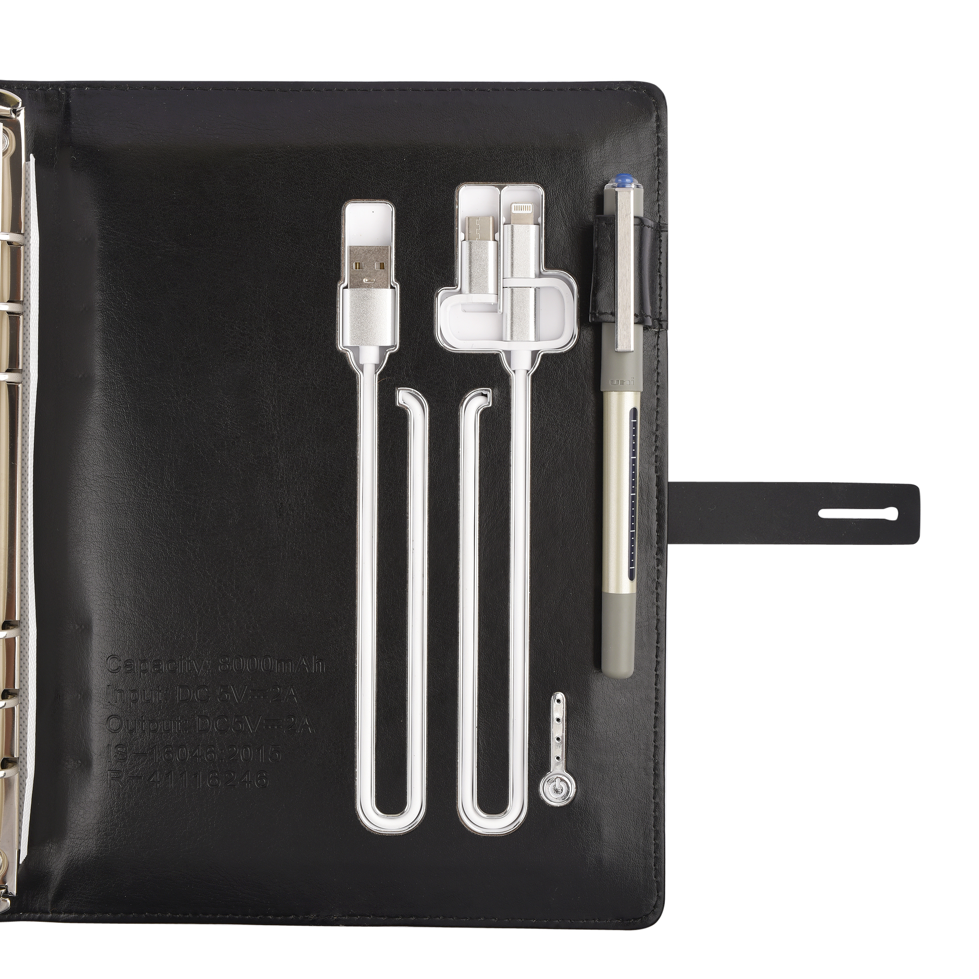 Folder With 8000 Mah Power Bank And Phone Stand And Wireless Charger