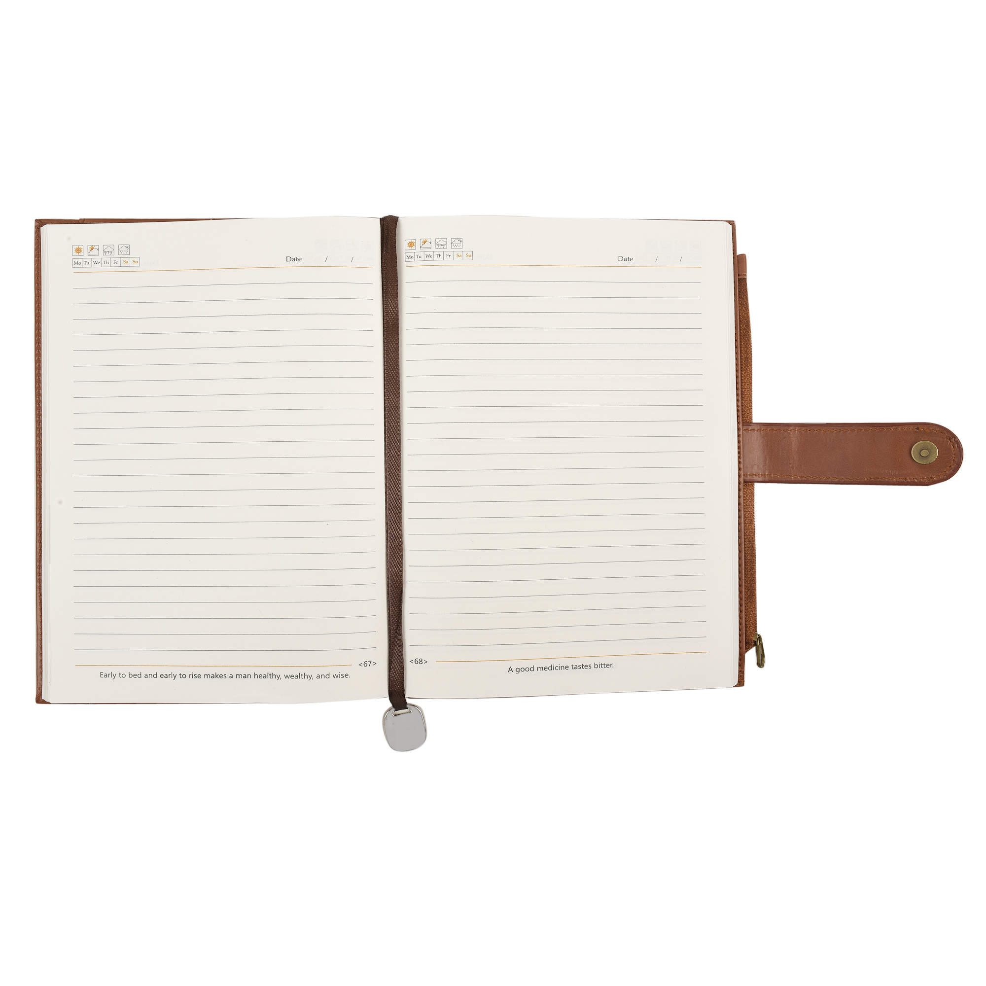 A5 Pu Color Changer Chain Pocket Diary - Light Weight, Various Sizes Available, Brown | Ideal For Daily Use, Gift & Promotion