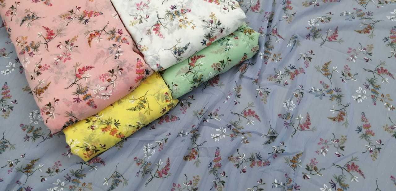 Digital Printed Fabric - Georgette, Big Width, Available In Various Colors | Exceptionally Soft, Light In Weight, Custom Length (Meters)