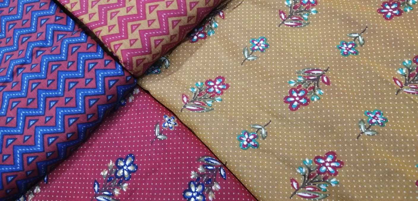 Digital Printed Fabric - Georgette, Light In Weight, Exceptionally Soft, Printed Texture, Available In Various Colors, Custom Length (Meters)