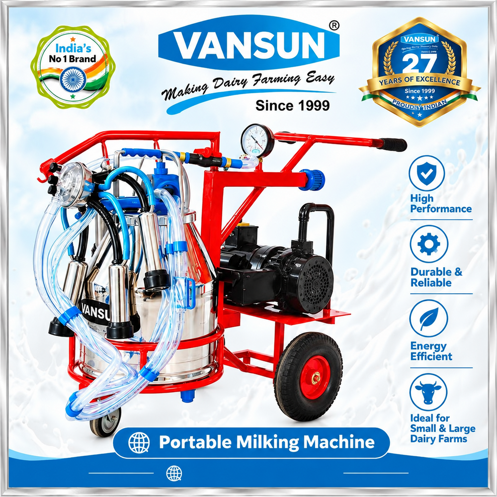  1Hp - सिंगल बकेट ट्रॉली टाइप मिल्किंग मशीन (Vm1Sst) इंडस्ट्रियल 