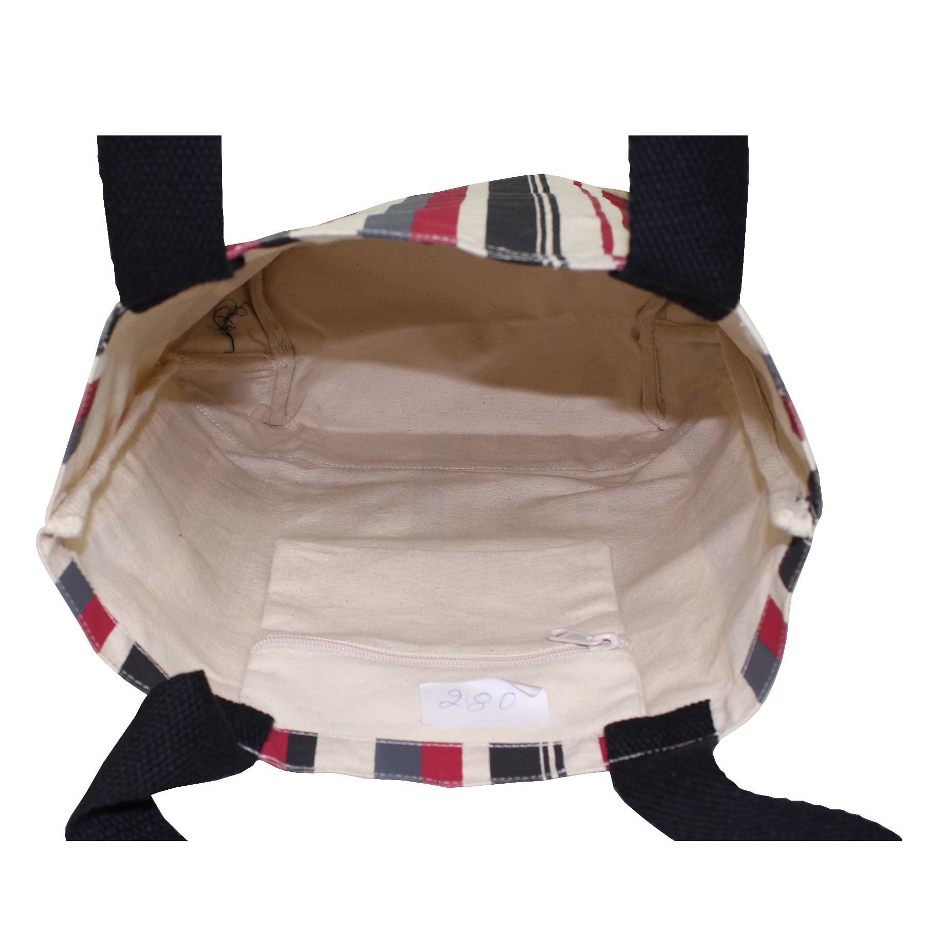 Allover Multi Color Canvas Tote Bag Design: Striped