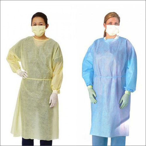 Isolation Gown - SMS Fabric, Multiple Sizes, Light Blue/Yellow, Long Sleeve, Tie Closure | ASTM 1671, Medium-High Contamination Risk Areas