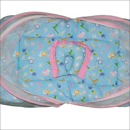 Baby Care Mosquito Net Bed - Cotton & Foam, Medium Size, Sky Blue | Ideal for Baby Protection at Home with Breathable Netting