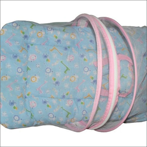 Baby Portable Mosquito Net Bed - Cotton Foam Medium Size | Sky Blue, Ideal for Home Use