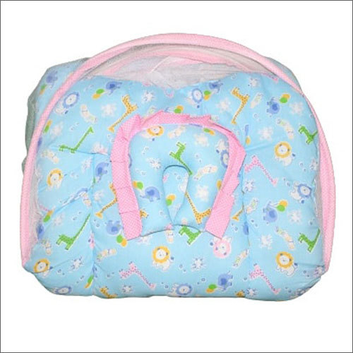 Comfortable Baby Mosquito Net Bed - Medium Size, Cotton and Foam with Sky Blue Netting | Ideal for Home Use