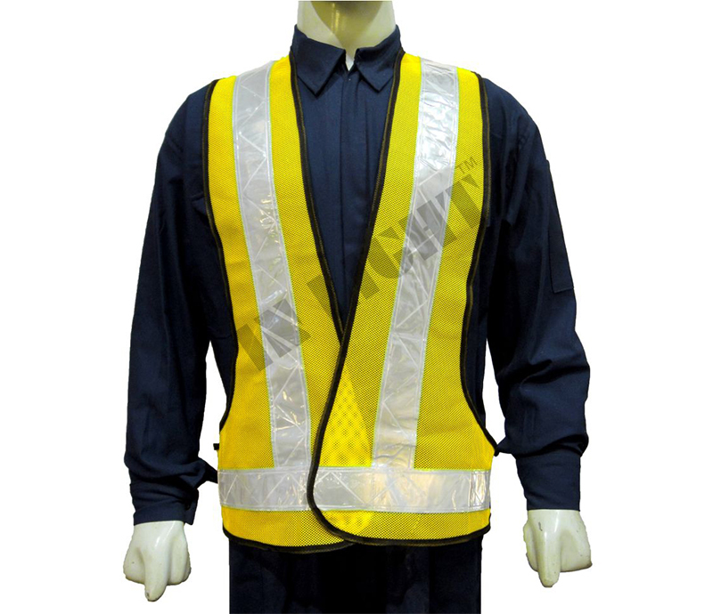 3 Side Open Jacket - 100% Polyester Net (70 Gsm), Retro Reflective Glass Bead Fabric Tape, Available In Orange, Green, Red, Yellow, Blue | Manual Usage, Free Size, Black Binding