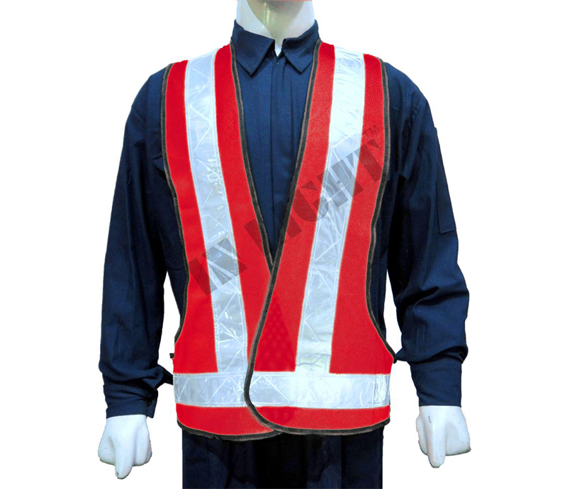 3 Side Open Jacket - 100% Polyester Net (70 Gsm), Retro Reflective Glass Bead Fabric Tape, Available In Orange, Green, Red, Yellow, Blue | Manual Usage, Free Size, Black Binding