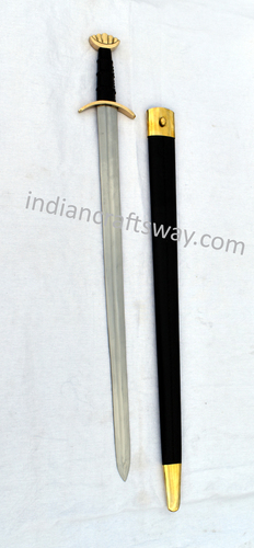 Viking Sword With Brass Pommel - Length: Blade Length : 30.8 Inches Handle Length : 6.7 Inches Inch (In)