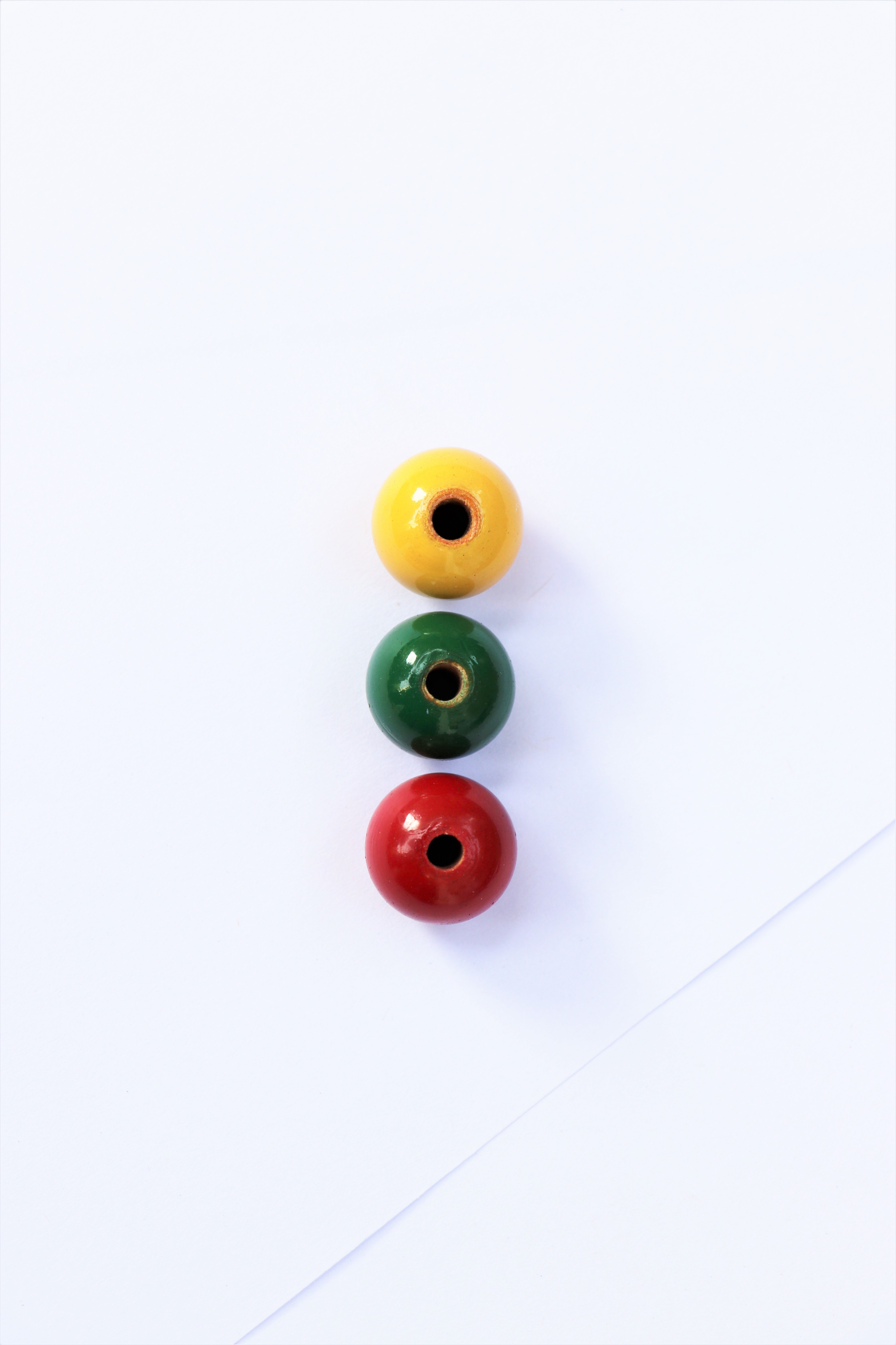 Round Painted Wooden Beads - 16mm Natural, Polished, Colored Beads | Ideal For Creative Jewelry Making, Yoga Practice, And Spiritual Garlands