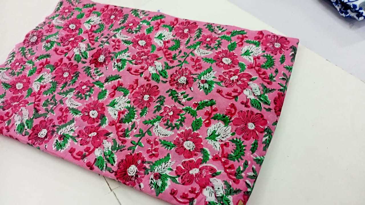 Multicolor Cotton Handblock Print Cambric Fabric