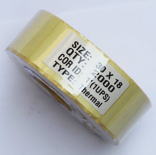 30mm X 18mm (2000 Label) 1 Ups Thermal Barcode - Paper Material Round Shape White Color Self-adhesive 1mm Thickness | Ideal For Super Mall Use