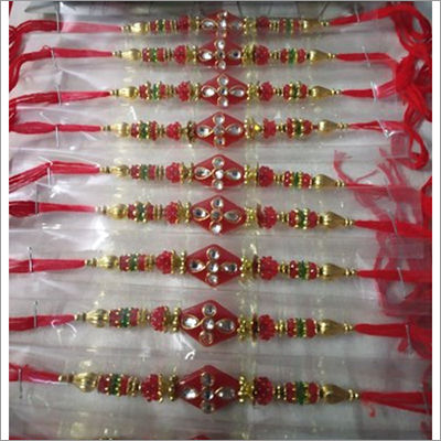 Different Color Stone And Kundan Rakhi