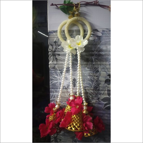 Bell With Bloosam Flowers Door Hanging - Moti Bloosam Flowers, 3 Inch Size, Different Colors | Durable, Eco-Friendly, Artificial Style