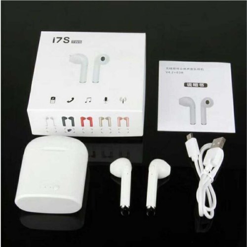 Tws I7s Twins Wireless Bluetooth Headset Earphone - Abs Material, 60mah Battery, White | Multi Button Control, Dual Mode Bluetooth V4.1, 10m Range, 4h Call Time