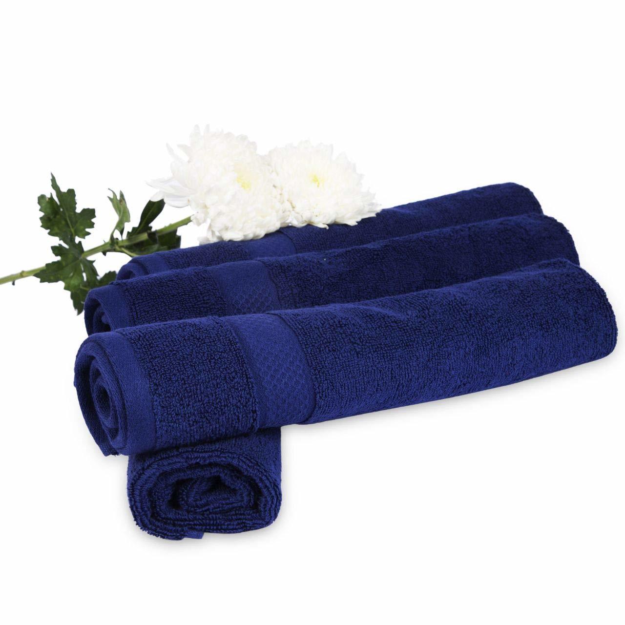 Divine Overseas Opulence Hand Towel Set - 100% Cotton Regular Size S/m & L/xl Navy Blue | Ultra Soft Quick Dry Water Absorbent Plain Dyed