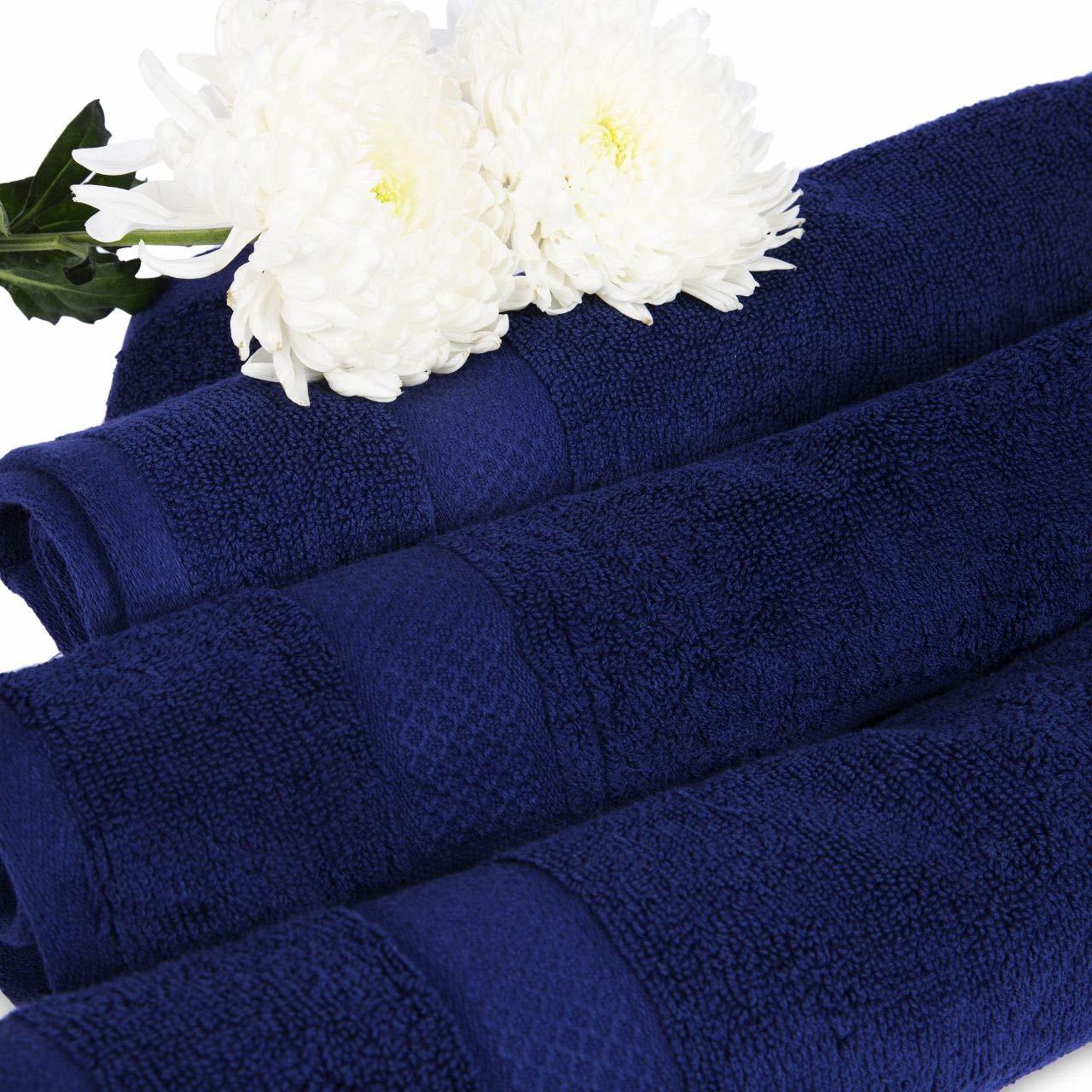 Divine Overseas Opulence Hand Towel Set - 100% Cotton Regular Size S/m & L/xl Navy Blue | Ultra Soft Quick Dry Water Absorbent Plain Dyed