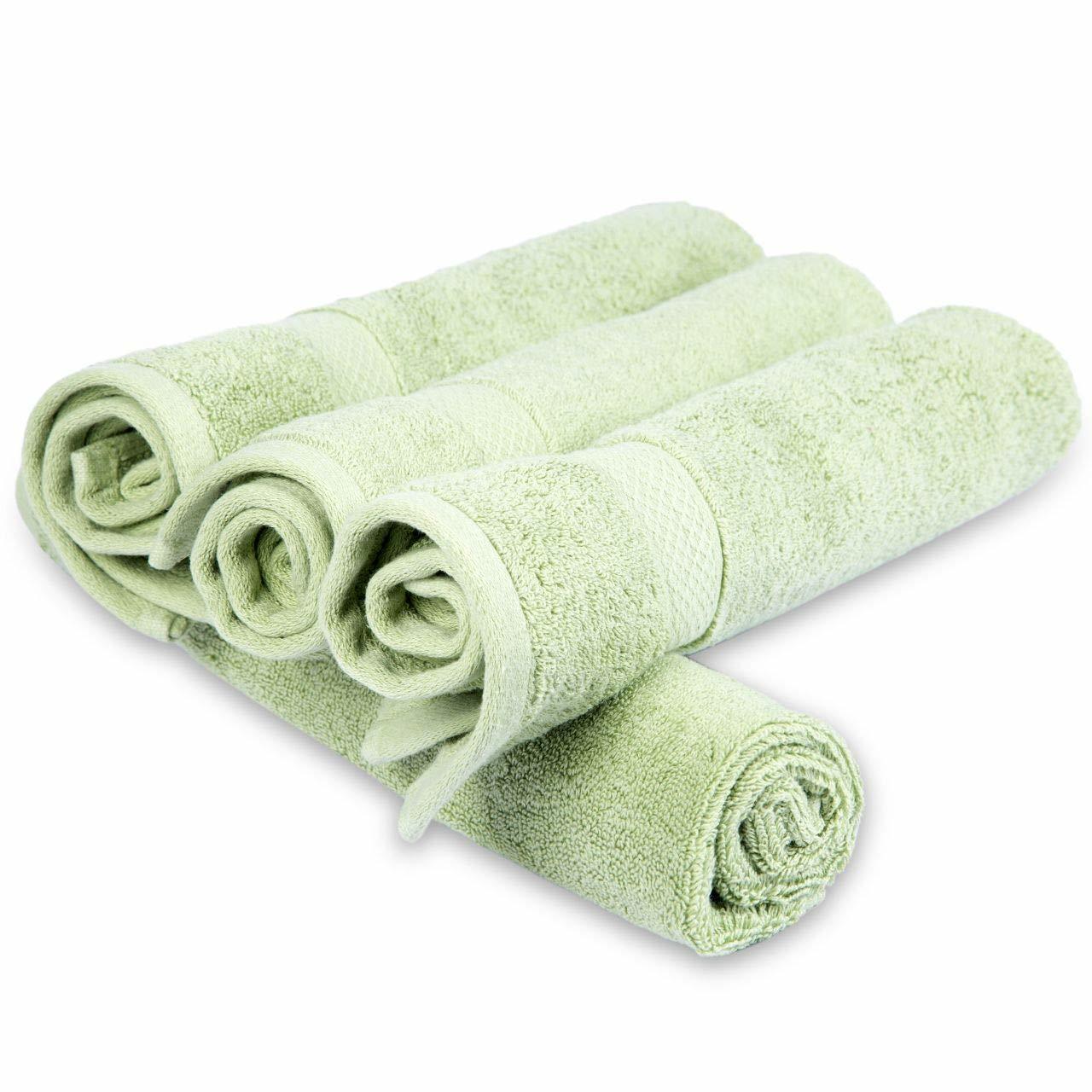 Divine Overseas Opulence Hand Towel Set - 100% Cotton 450g Ultra Soft Sage Green With Quick Dry And Water Absorbency