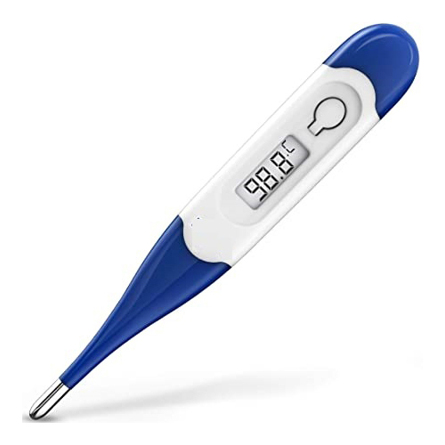 Digital Thermometer - Plastic Material, White and Blue Color | Manual Operation, Portable Design for Clinical Use