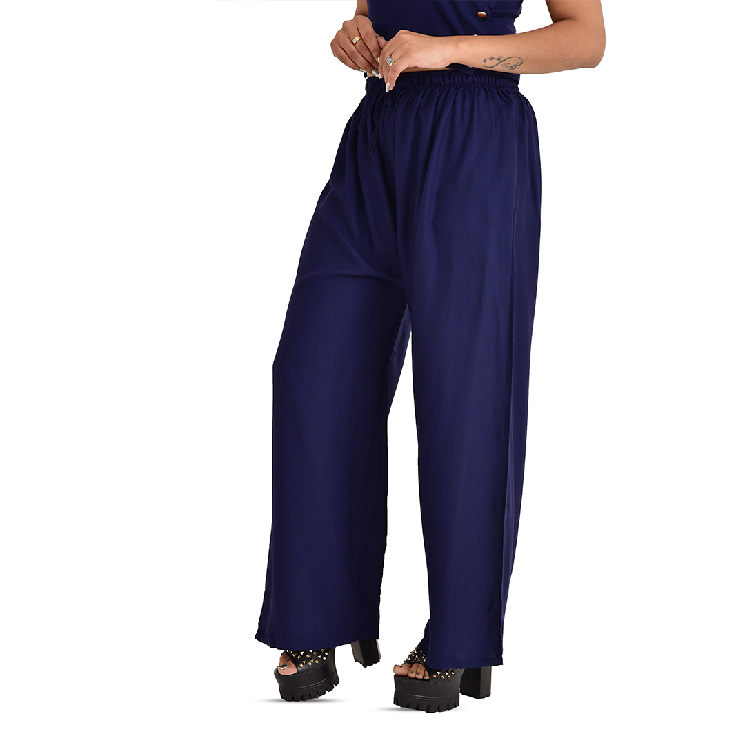 Indian Umiko Women's Rayon Flared Solid Color Plain Palazzo