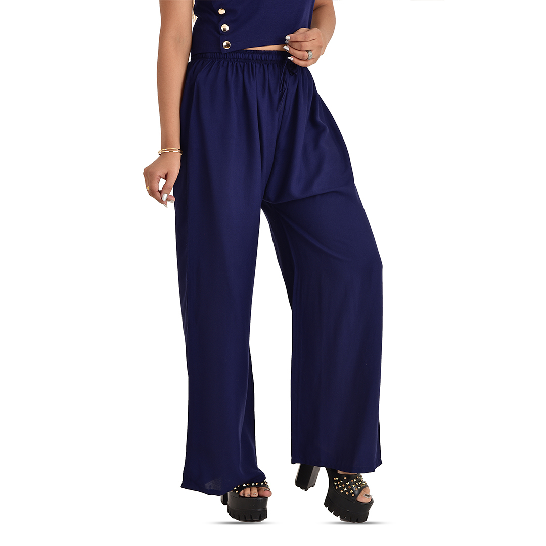 Indian Umiko Women's Rayon Flared Solid Color Plain Palazzo