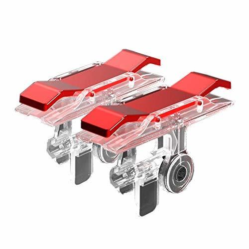 M7 Mobile Gaming Trigger for PUBG - ABS Material, Red Color | Metal Trigger with Glass Effect, Six Finger Linkage, Secure Buckled Grip