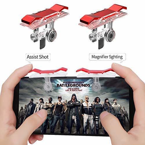 M7 Mobile Gaming Trigger For Pubg - Abs Material, Red Color | Metal Trigger With Glass Effect, Six Finger Linkage, Secure Buckled Grip