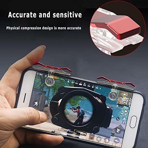 M7 Mobile Gaming Trigger For Pubg - Abs Material, Red Color | Metal Trigger With Glass Effect, Six Finger Linkage, Secure Buckled Grip