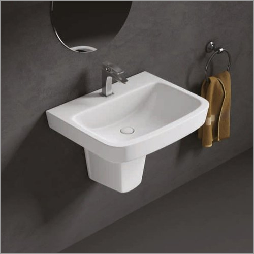 White Altis Half Pedestal Wash Basin