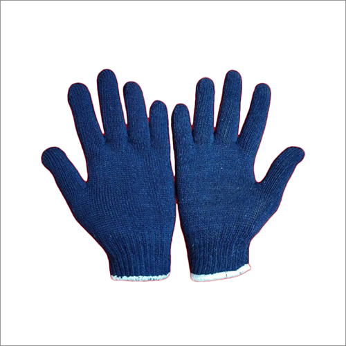 Blue Hand Gloves - Cotton Fabric, Full Finger Style, Blue Color | Breathable, Fade-Resistant, Knitted, Washable Design