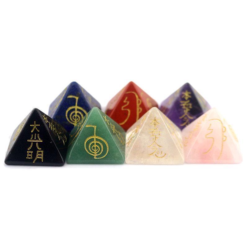 Engraved Gemstone Pyramid - 30mm Jade, Natural, Aa Grade | Chakra Stones Set, Reiki Symbols, Feng Shui Home Decoration, Eco-friendly Gift