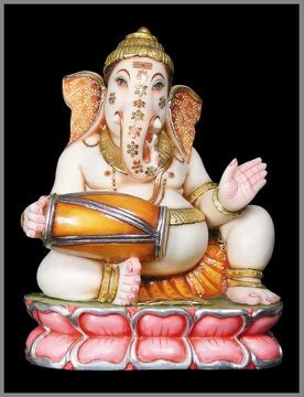 Painting Muliticolour Marble Ganesha Statues